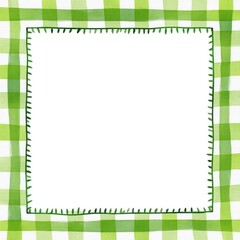 Decorative green ribbon frame with checkered border for design and decoration