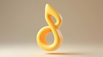 Obraz premium Abstract Yellow Twisted Shape Sculpture on a Beige Background Modern Art Minimalist 3D Rendering Artistic Element