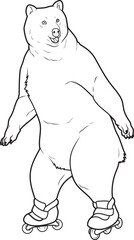 Bear Inline skating Inline skates Animal Vector Graphic Art Illustration