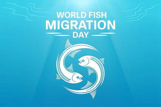 Celebrate World Fish Migration Day Two Fish Symbolically Swim Representing Crucial Ocean Life and Underwater Ecosystems - Powered by Adobe