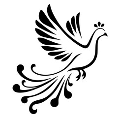 Flying peacock silhouette
