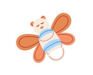 Icon of cute rattle with butterfly shape. Baby beanbag toy to play, having fun. Newborns care accessory. Lovely kids thing, children belonging. Flat isolated vector illustration on white background