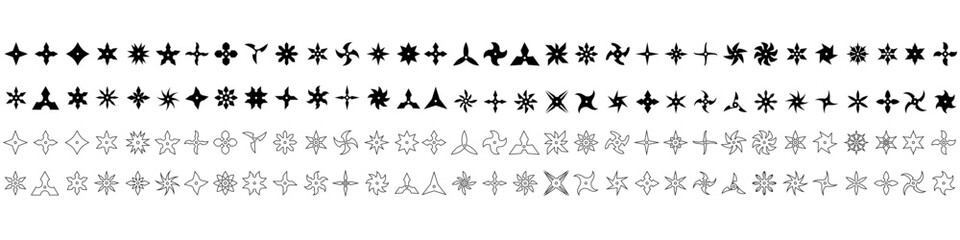 Fototapeta premium Shuriken icon vector set. Ninja illustration sign collection. Throwing stars symbol or logo.