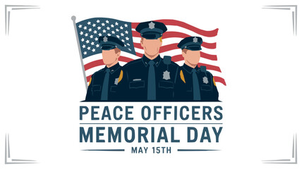 Peace Officers Memorial Day Police Tribute Vector Art with USA Flag