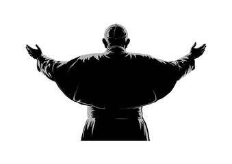 Silhouette of the Pope, rear view – vector illustration