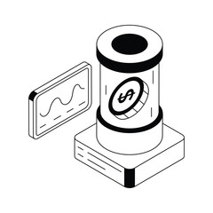 An editable icon of financial technology designed in isometric style