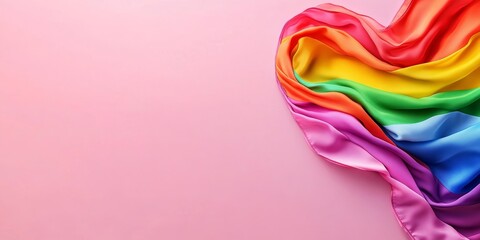 Rainbow Flag Styled in a Heart Shape on a Pink Background Celebrating LGBT Pride Month.