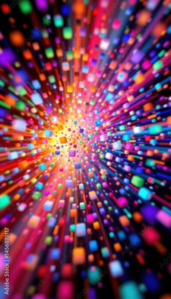 Poster a vibrant and dynamic background featuring a mesmerizing display of abstract color particles in a bi