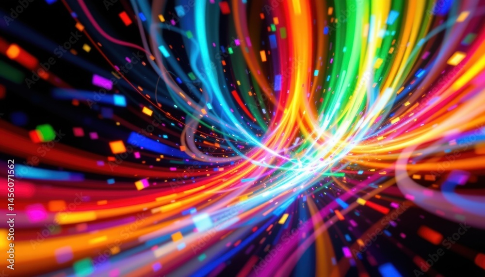 Poster the light painting abstract background features a colorful swirl of bright streaks and shapes, creat