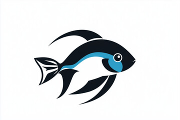 Obraz premium Stylized Blue and Black Fish Illustration. Stylized fish illustration in blue and black tones, ideal for aquatic-themed designs and logos.