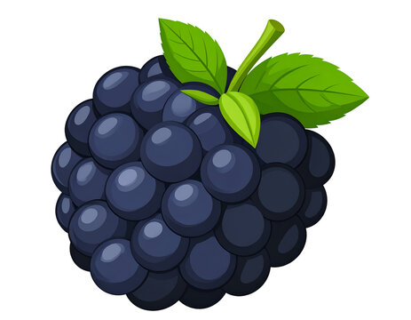 cartoon blackberry with green leaves on white clip art preview
