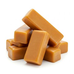 Stack of Caramel Candies on White Background