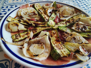 bresaola and grilled vegetables appetizer