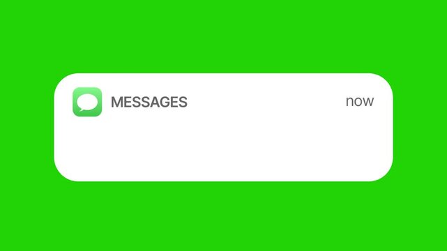 New Message Notification Pop-Up Animation on Green Screen, Modern Chat Alert UI Motion Design Template