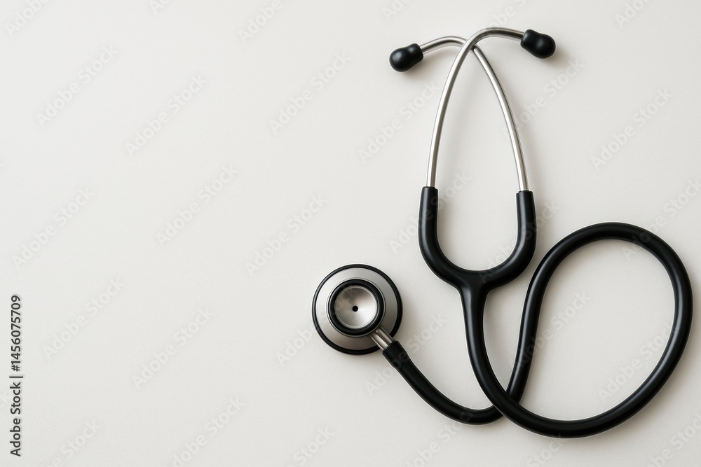 Poster stethoscope resting on a clean surface, showcasing the importance of medical tools for healthcare pr