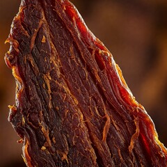 close up of beef jerky