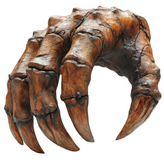 Close up of dinosaur claw fossil paleontology prehistoric animal extinct on transparent background