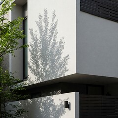 Close-Up of Modern Tokyo Building Facade with Glass and Concrete