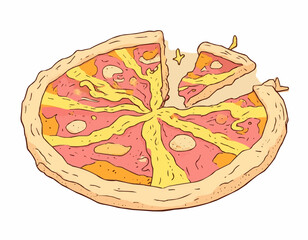 Cheesy Pizza  – Hand Drawn Food Vector