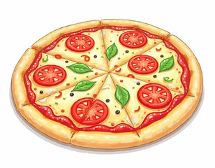 Cheesy Pizza  – Hand Drawn Food Vector