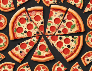 Cheesy Pizza  – Hand Drawn Food Vector