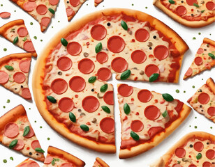 Cheesy Pizza  – Hand Drawn Food Vector