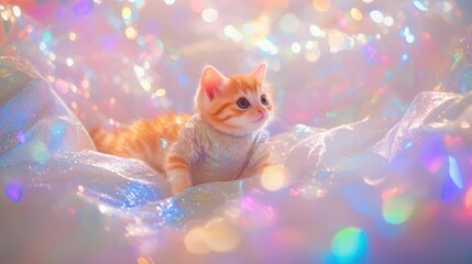 Adorable Kitten in a Sparkling Wonderland