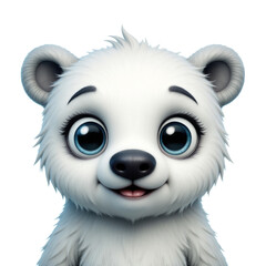 Cute Polar Bear Cub, Blue Eyes, Transparent Background