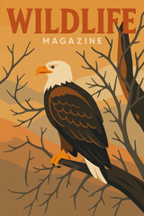 Eagle Perched on Branch Graphic Magazine Cover Illustration Design