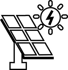 Solar panel icon. power energy. electricity Simple renewable energy solutions cells icon Home, roof pattern. Sun energy battery. environmentally friendly, editable stroke with transparent background