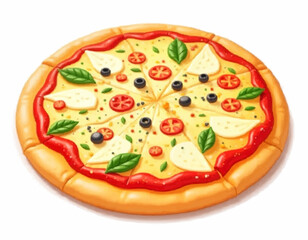 Cheesy Pizza  – Hand Drawn Food Vector