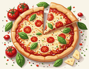 Cheesy Pizza  – Hand Drawn Food Vector