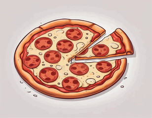 Cheesy Pizza  – Hand Drawn Food Vector