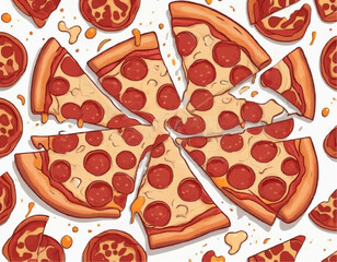 Cheesy Pizza  – Hand Drawn Food Vector