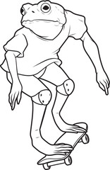 Frog Skater Skateboard Animal Vector Graphic Art Illustration