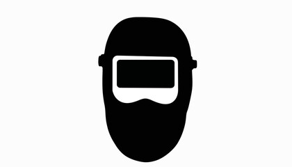 Obraz premium Silhouette of welder's helmet on white background, craftsmanship symbol