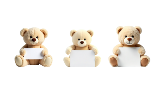 teddy bear holding paper (png) - Powered by Adobe