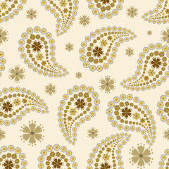 Paisley seamless Vector pattern. batik style background ,seamless paisley pattern with trend colors for bed linen .textiles, fabrics, souvenirs, packaging, greeting cards and scrapbooking,shawl