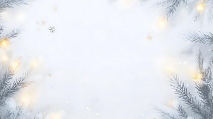 Winter holiday background with soft lights and snow flakes.