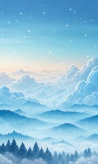Dreamy Gradient Sky with Soft Clouds  Vertical Mobile Wallpaper Background