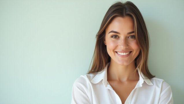 Sleep Coach. Empowered Inner Peace. Female woman model isolated background. Serene female figure radiates inner peace, symbolizing empowerment and calmness in simple, peaceful environment setting.