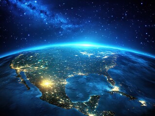 Fototapeta premium North America at night, Earth view