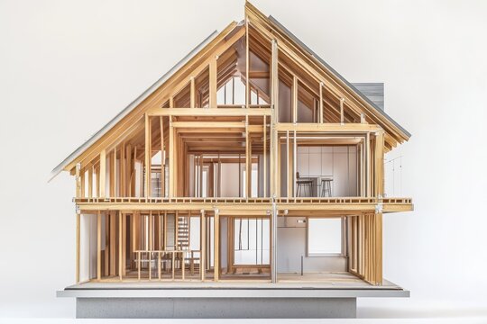 House framing schematic cutaway wood