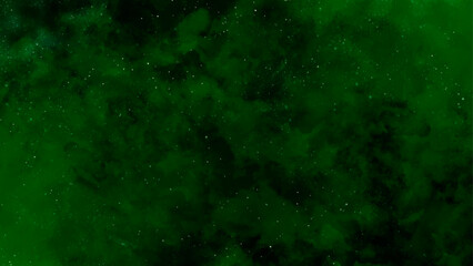 Beautiful green galaxy with stars. Green nebula space background, blue watercolor and paper texture.  © MS