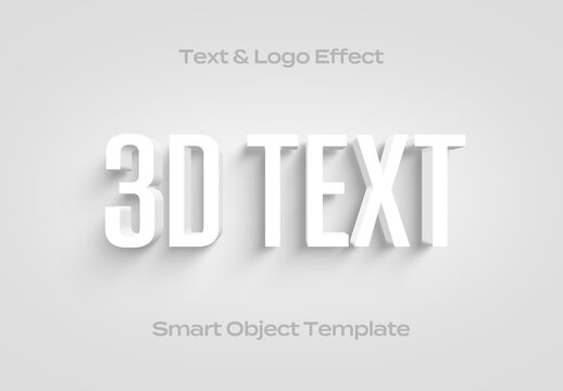 Minimal Clean White 3D Simple Text Logo Style Effect Mockup Logotype Template Shape