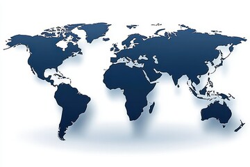 Naklejka premium World map, 3D, dark blue