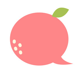 Speech bubble balloon Icon pink,  Apple blank bubbles, Fruits talk bubble, Communication symbol, Message logo, Cartoon sign, Vector illustration