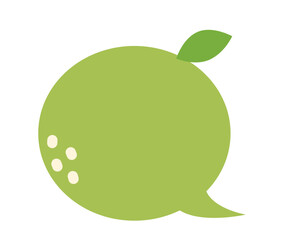 Speech bubble balloon Icon green,  Apple blank bubbles, Fruits talk bubble, Communication symbol, Message logo, Cartoon sign, Vector illustration