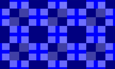 Blue block, squares, rectangle with white strip repeat seamless chain style, design for fabric printing or wallpaper, grid