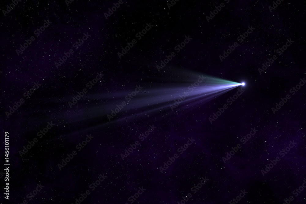 Wall mural comet in starry space. a long gas-dust tail of a comet in space. falling comet.